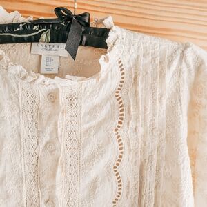 Calypso St. Barth Cream Lace Detail Blouse